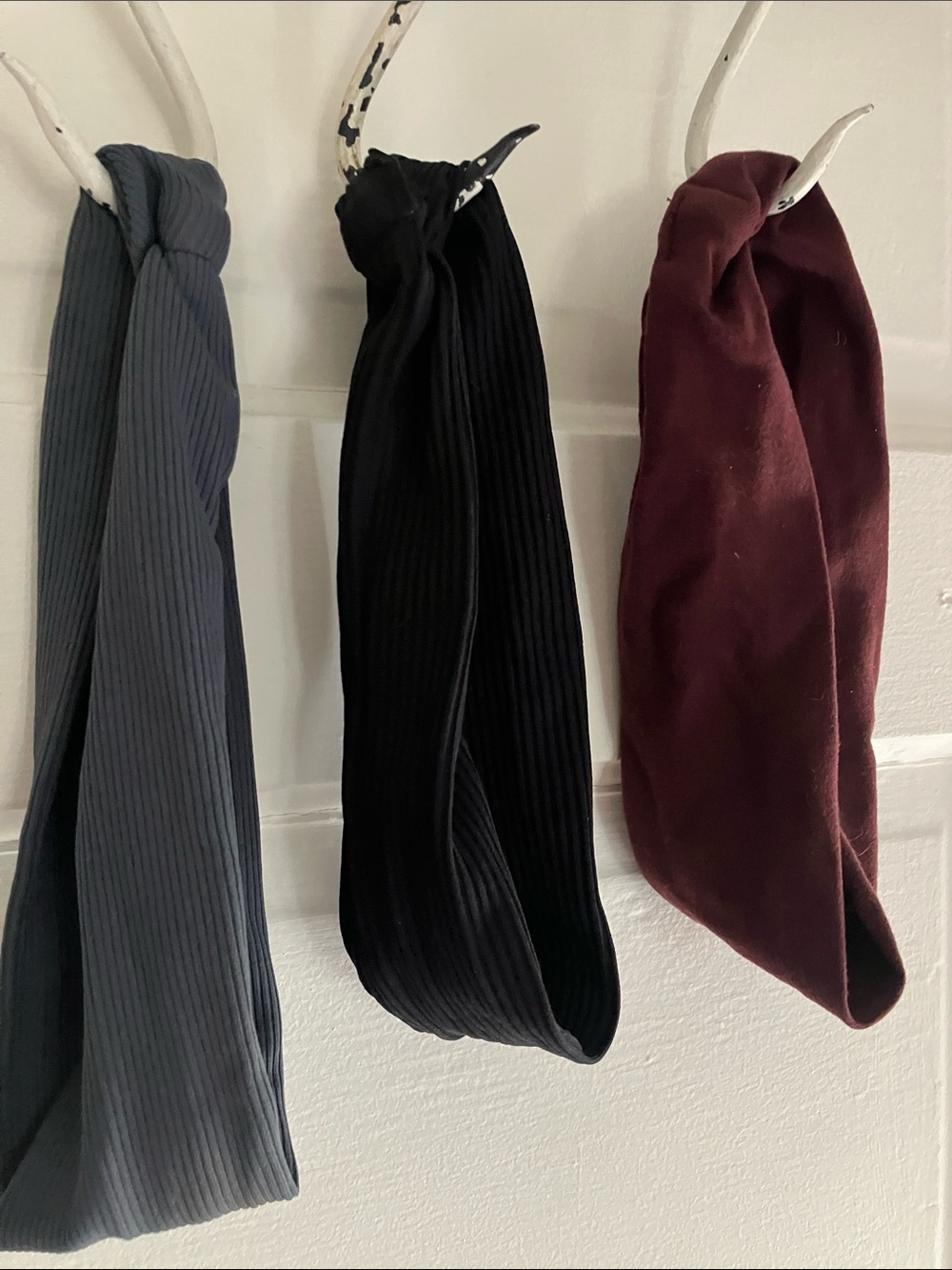 Handmade Set of 3 Twisted Knot Headbands - Blue, Black, Burgundy